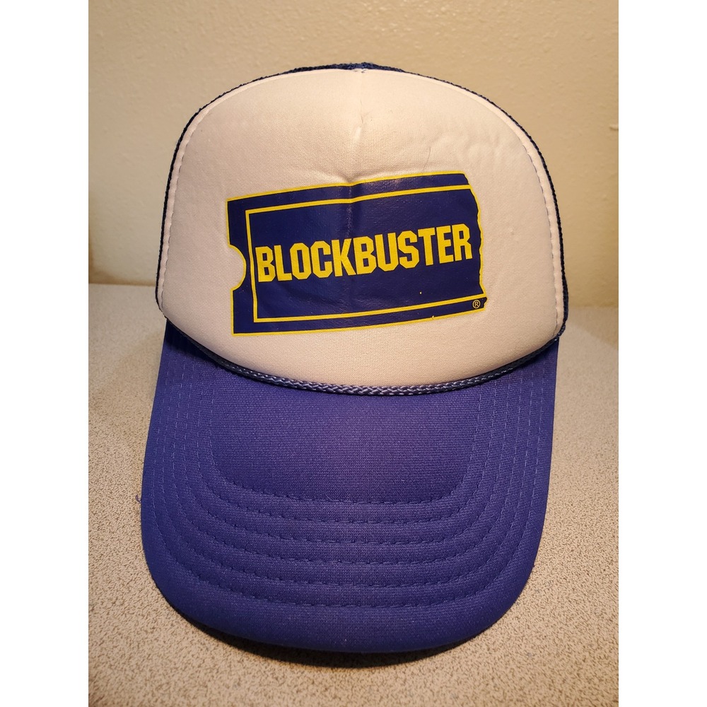 Blockbuster Video Trucker Hat Blue White Mesh Snapback Vintage RETRO